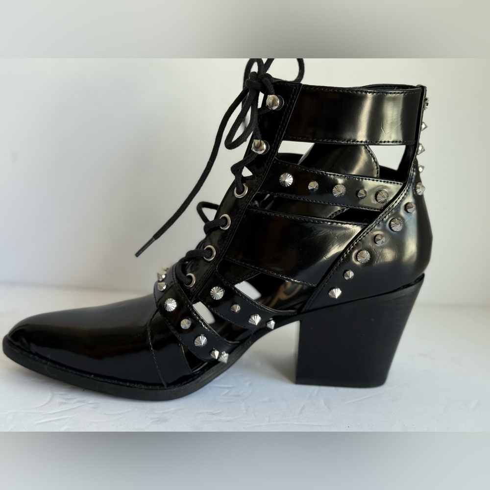 Sam Edelman Black Studded Lace-Up Boots - Picture 10 of 13